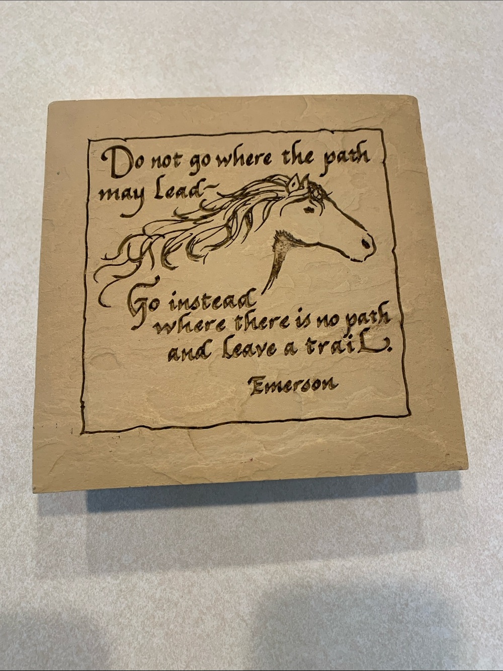 Cast Stone Inspirational Horse Quote 8”Wall Plaque in Tan